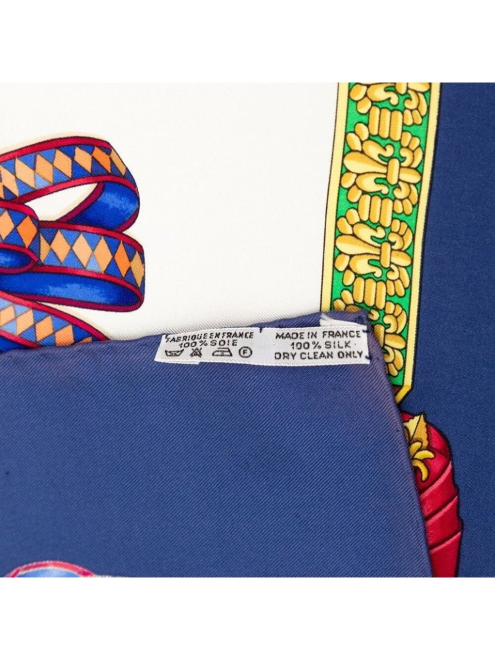 Hermes Carre 90 Les Rubans du Cheval Horse Ribbon Scarf Navy Multicolor Silk - Picture 8 of 8